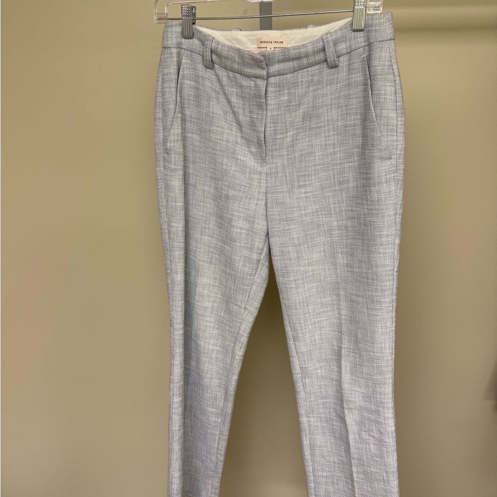 Rebecca Taylor Gray Textured Straight Leg Ankle Pants Size 4